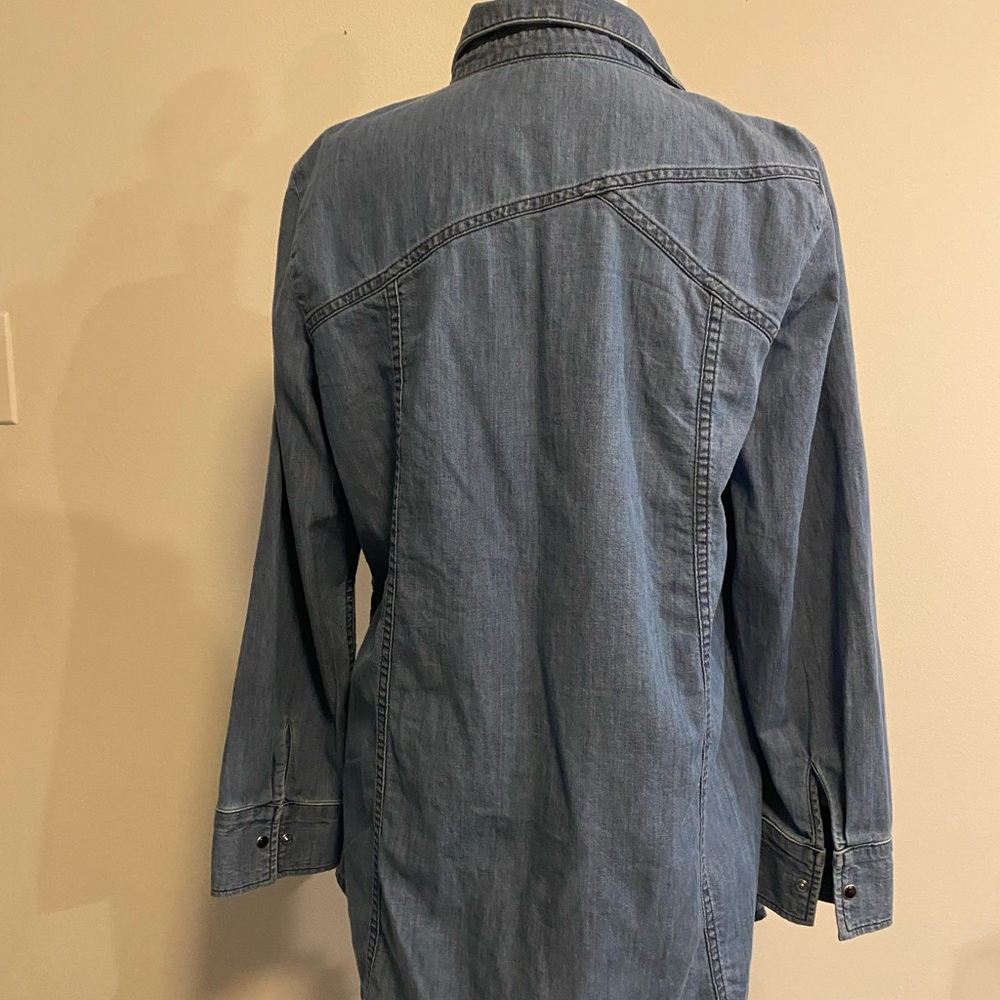 Lisa Bayne Denim Oversized Denim Shirt Women's Top size Medium - Picture 6 of 10